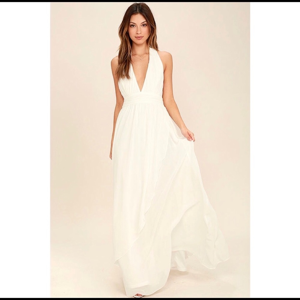 Lulu’s Stop And Stare Halter Maxi Dress